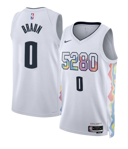 Men's White Denver Nuggets #0 Christian Braun 2024/25 City Edition Stitched Basketball Jersey